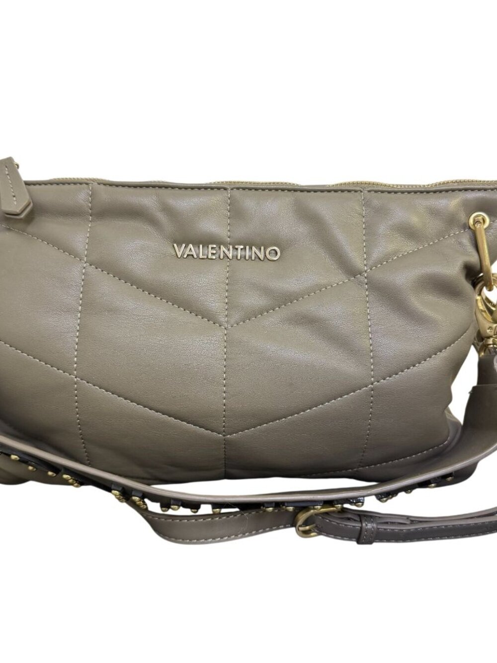 Valentino Vegan Leather Crossbody Bag In Grey With Gold Hardware